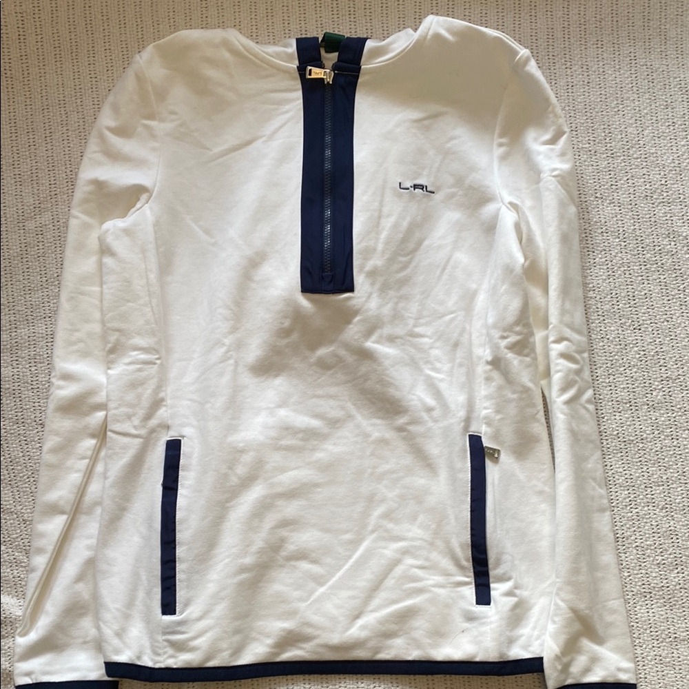 Ralph Lauren White and Navy Long Sleeve Top